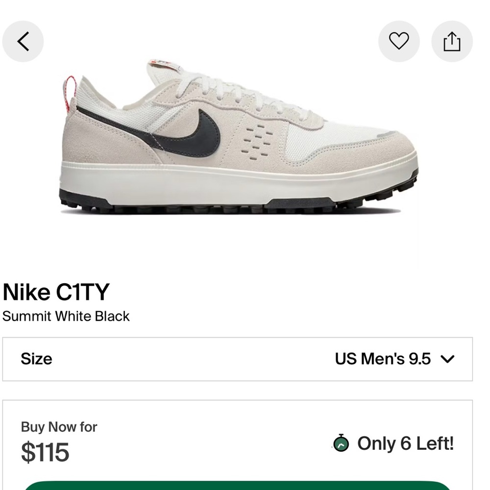 Nike C1TY Summit White and Black Shoes